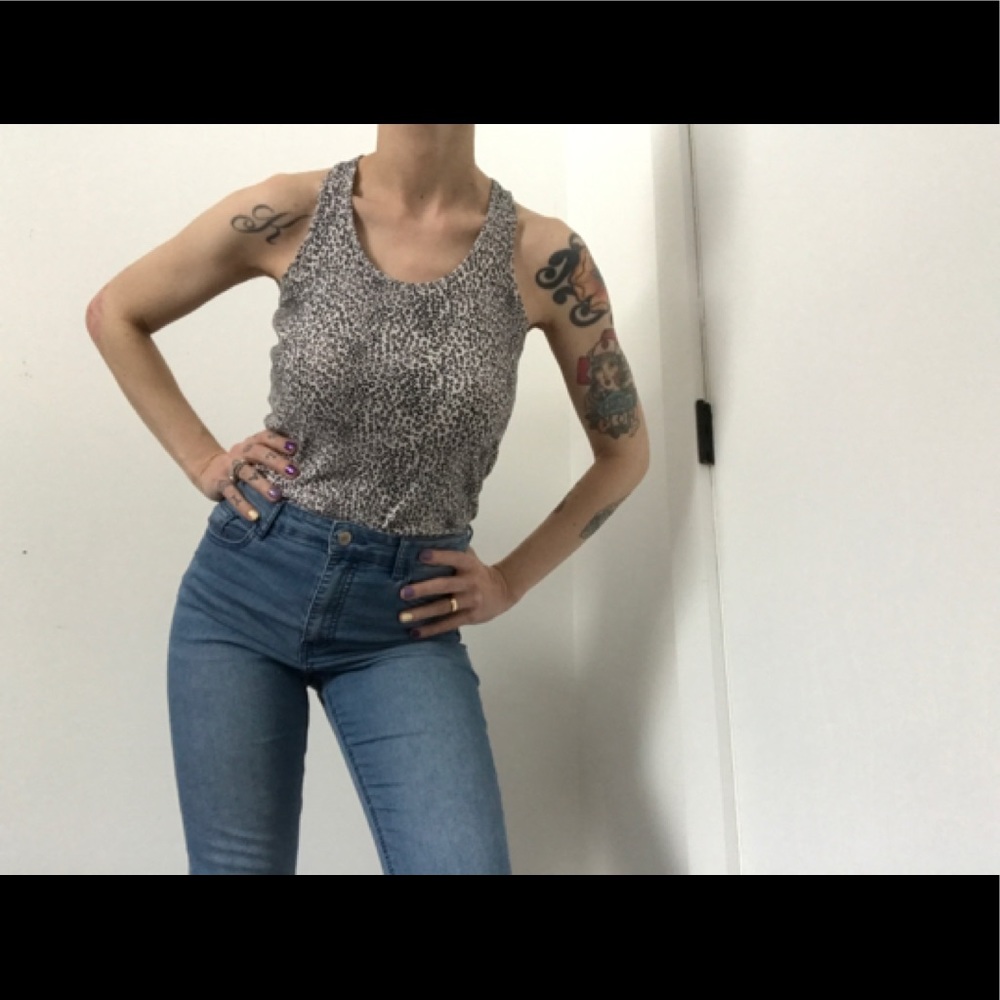 VS Y2K Racerback White & Pink Leopard Print  Tank